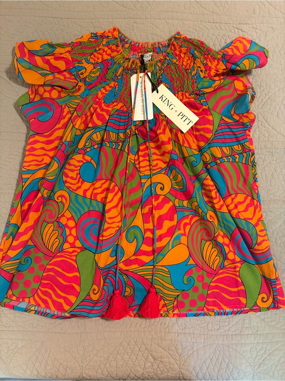 King + Pitt Mimi Seabrook Seagrove Coral Fusion top, XS